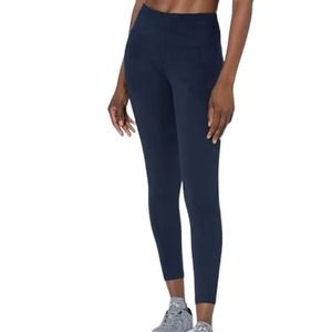 Jockey High Rise Sueded Interlock Yoga Stretch Leggings Navy Blue M Dance